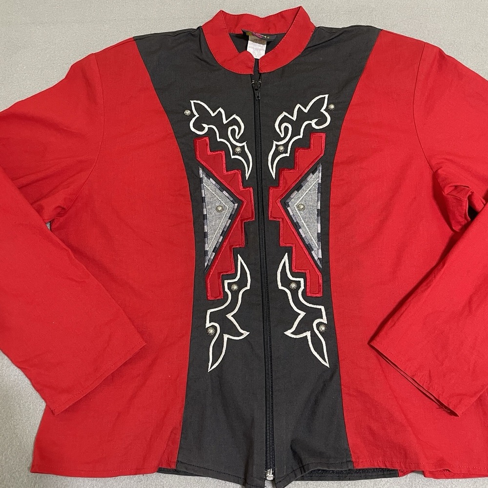 Vintage Jacket Western Cropped Cowboy Rodeo Cowgirl Embroidered 90s Country‎ L *
